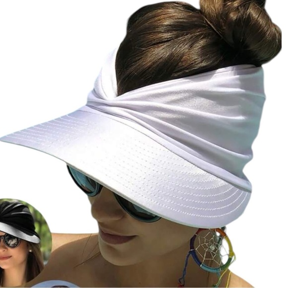 Women’s Sun Visor Beach Hat. Sun blocker Color:White OSFM Beach Summertime - Picture 7 of 9